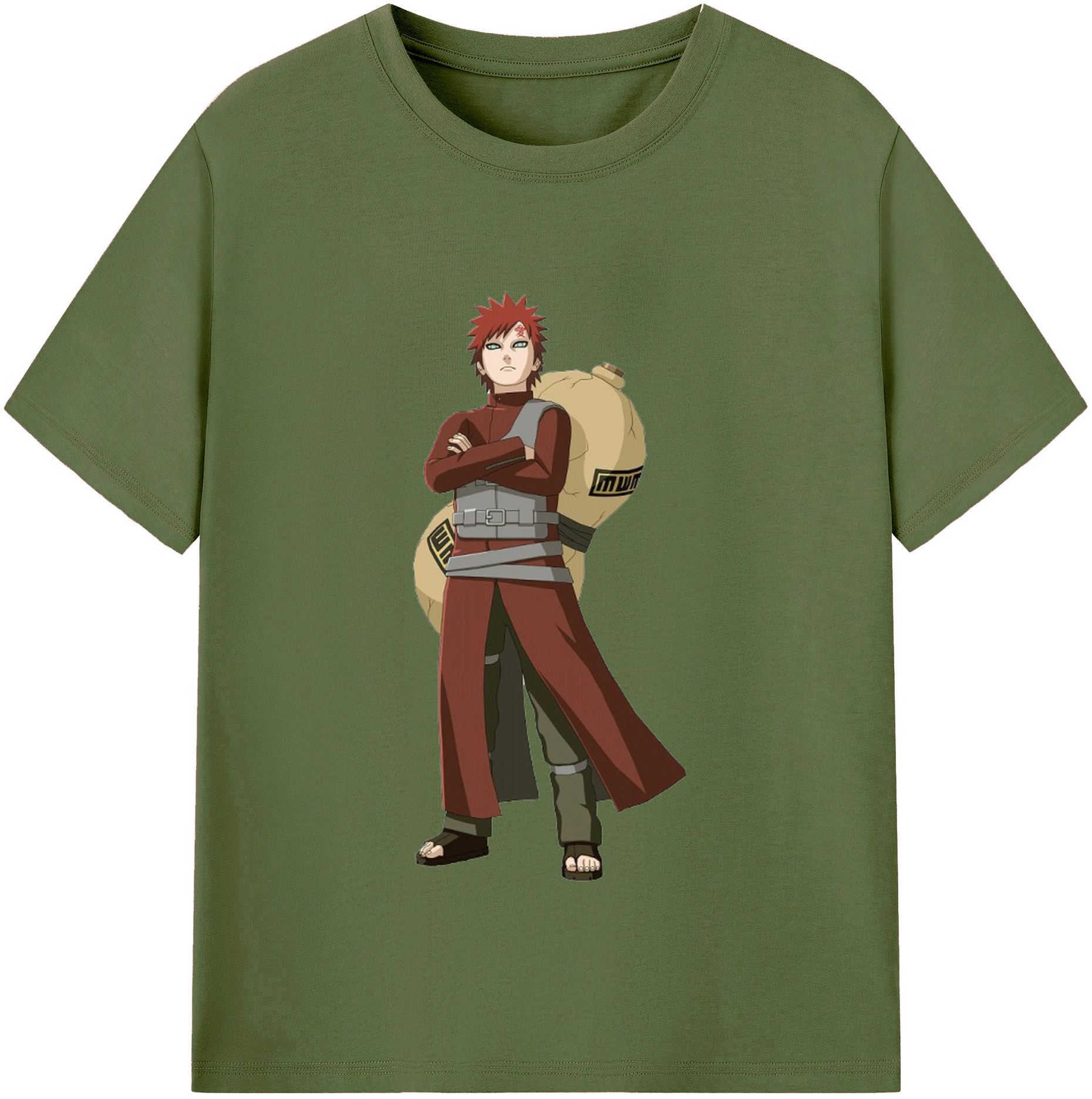 （画像用） NARUTO -ナルト- ガアラ Gaara 綿100％半袖Tシャツ（フロントプリント）